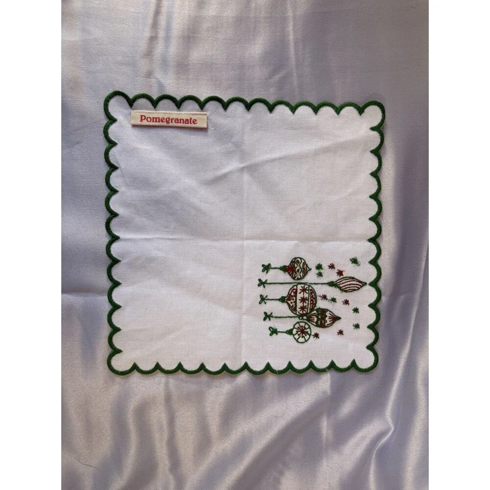 Pomegranate Inc. Embroidered Vintage Ornament Cocktail Napkins Set of 2